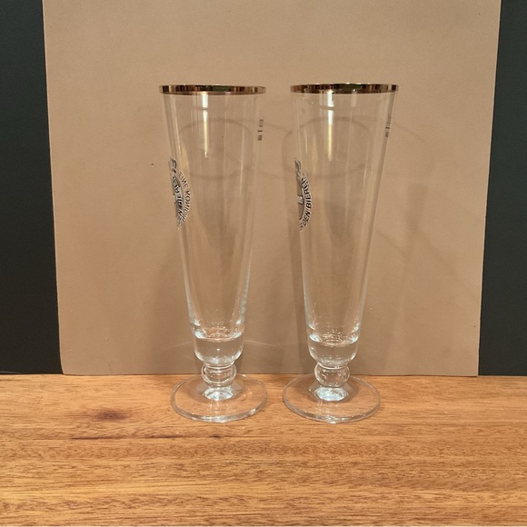 Set of beautiful gold rim WARFTEINER Pilsner beer Glasses - Picture 3 of 5